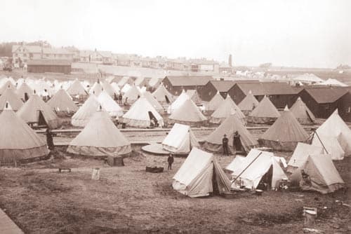 The largest refugee camp at the Presidio was located just east of Letterman Hospital